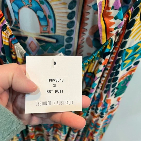 Paper Heart Anthropologie Aztec Sunrise Open Back Maxi Dress Size XL - Picture 6 of 7